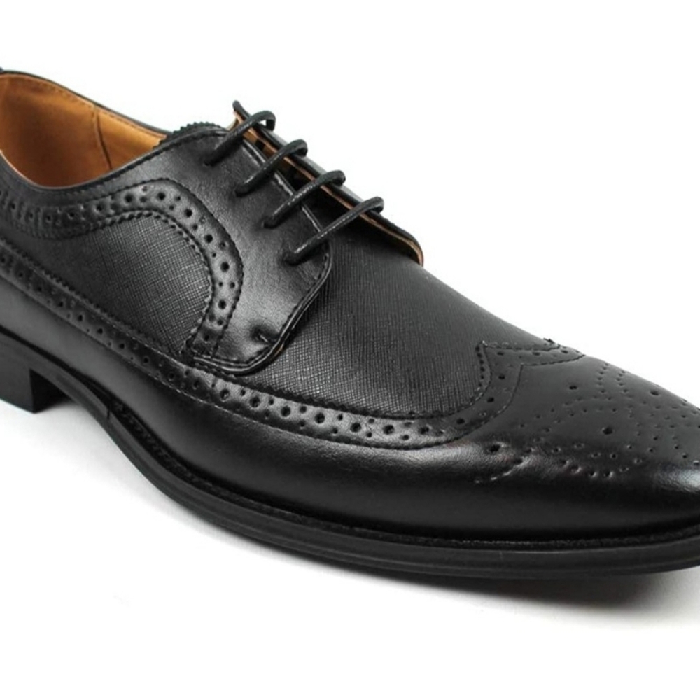 Lace Up Dress Shoes Oxfords Wing Tip Herringbone (Sz 10) - Picture 2 of 2